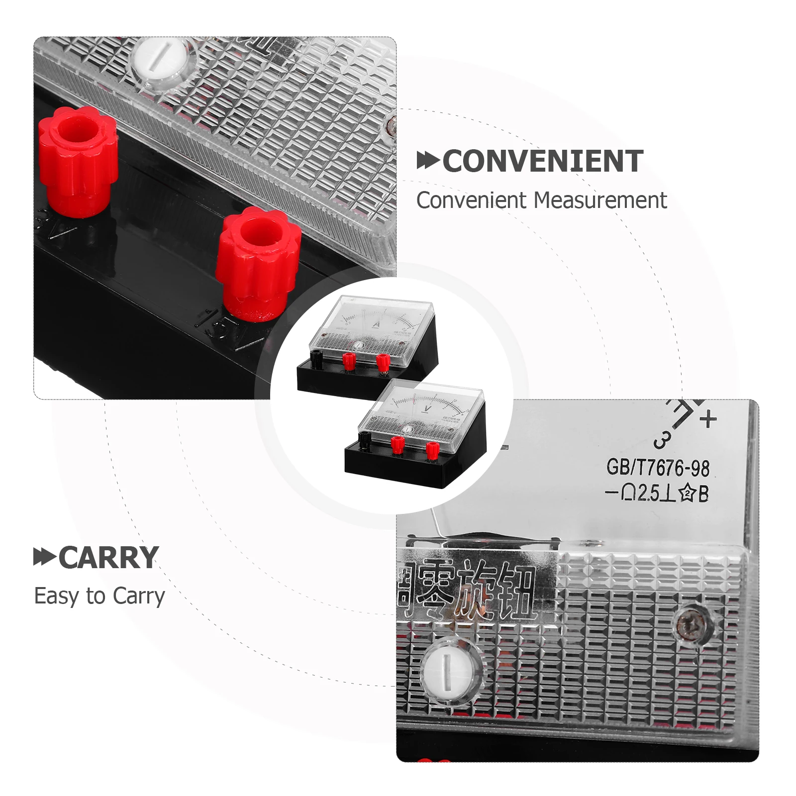 2Pcs Analog Measurement Tools for Education Volt Amp Meter Set Dc Electric Tester for Physics Classroom Lab Instruments