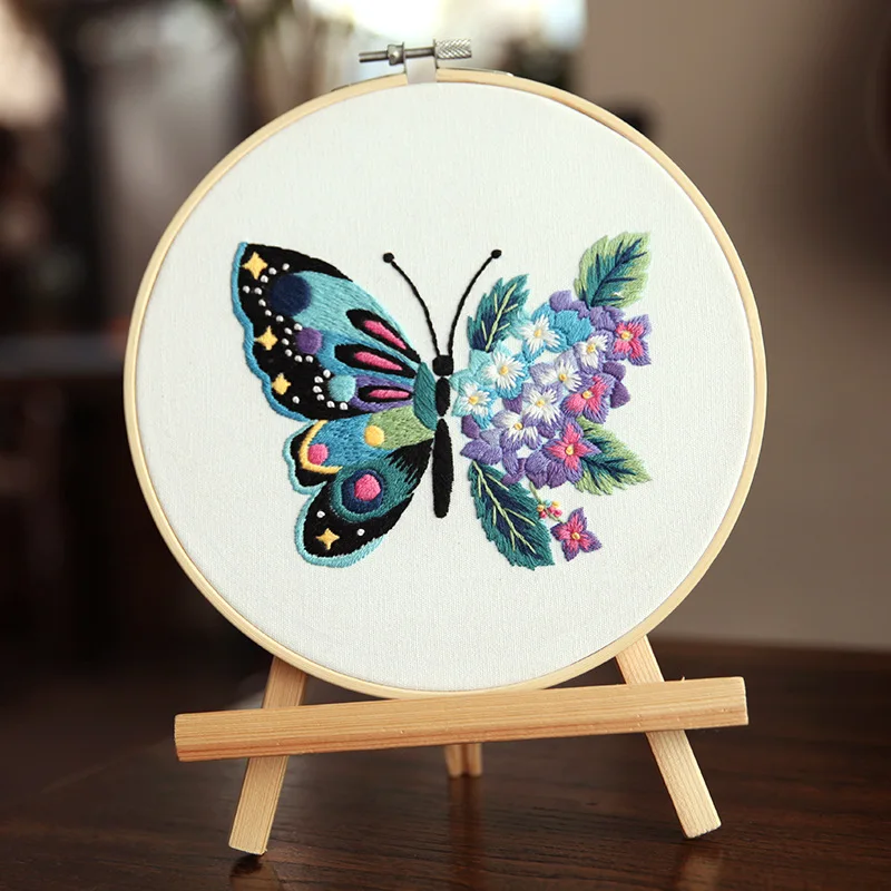 Flower Butterfly Series Needlework Embroidery Kit Cross Stitch Materials Package Literary DIY Embroidery Semi-finished Products