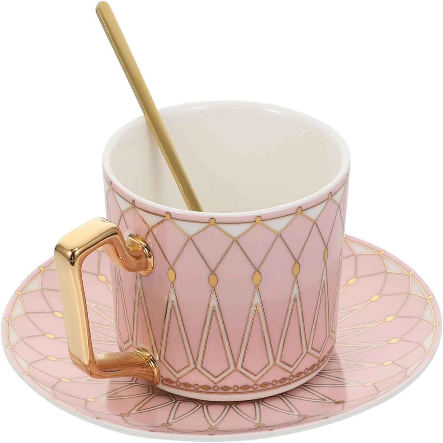 

Delightful and charming European ceramic coffee cup and saucer set - exquisite and stylish tea cup and milk cup for an elegant a