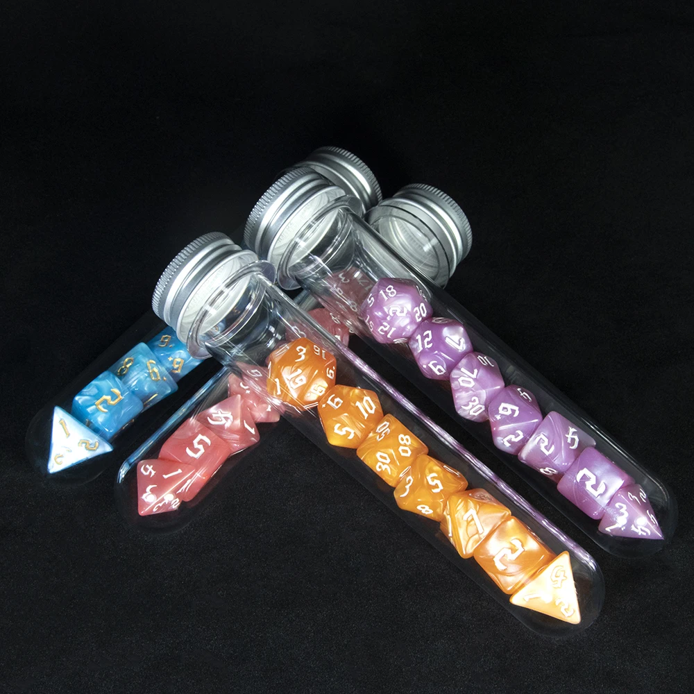 

DND Dice 7 шт. многогранные игральные кости с мраморным эффектом D4-D20 игральные кости с трубкой для игры DND для настольных настольных игр в рулонах