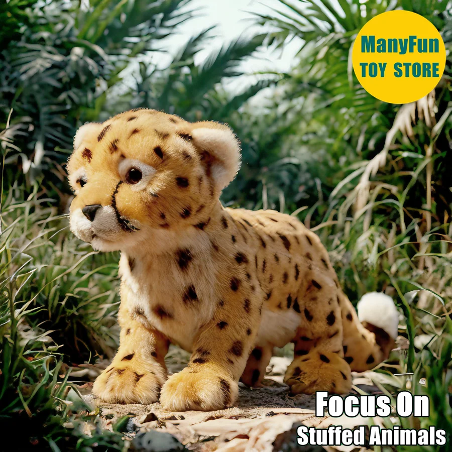 

Cheetah Plush Toy - Lifelike Leopard Stuffed Animal, Realistic Wild Big Cat Plushie, Cheetah Simulation Doll Gift for Collectors