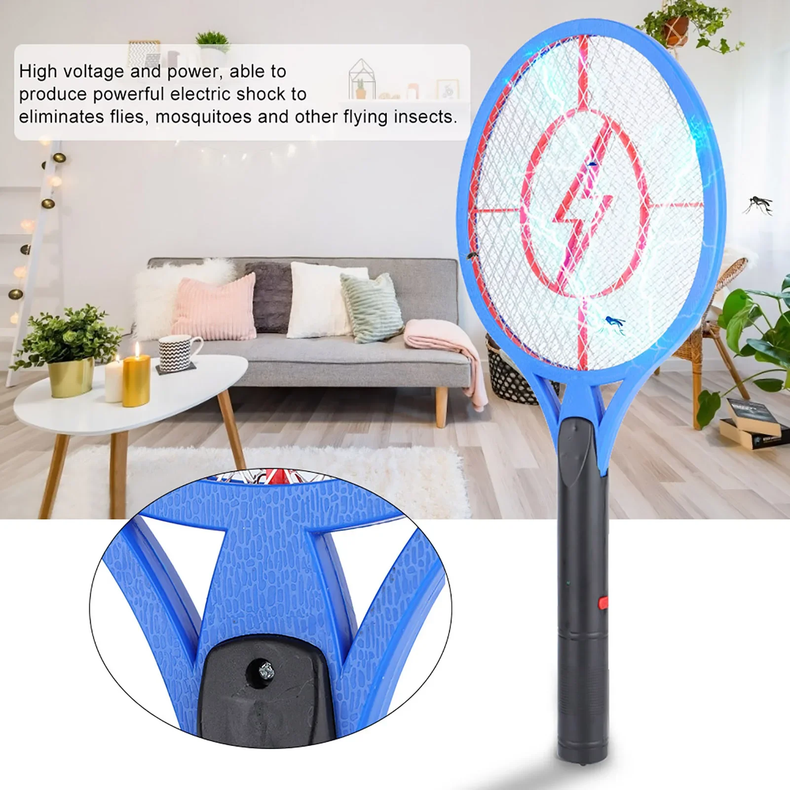 Handheld Electric Mosquito Racket Battery Operated Fly Insect Bug Zapper Portable Mosquito Killer Pest Control For Home Bedroom