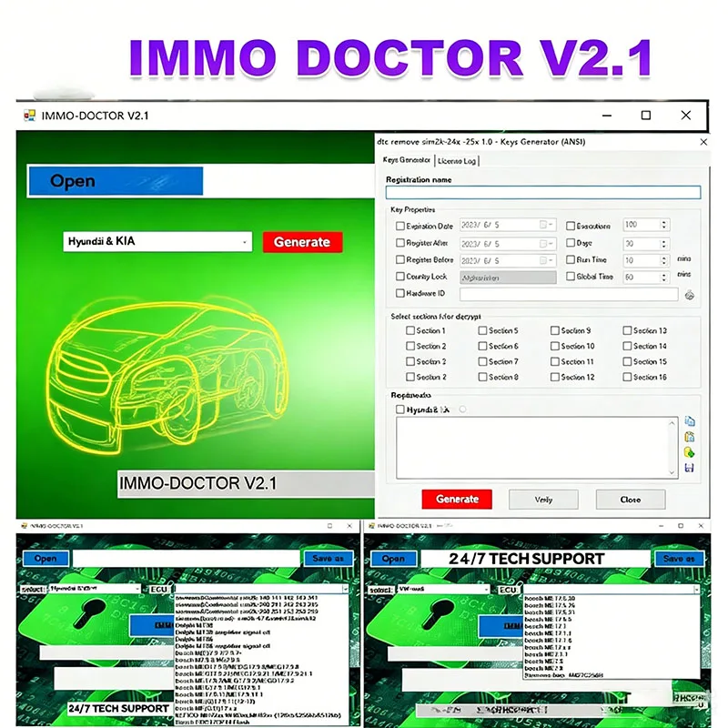 Nuevo IMMO DOCTOR V2.1 con KEYGEN ilimitado, software Immo Off multimarca, ajuste de chip ECU para SIM2K MT38 ME 17.9.2 MED17.9.8