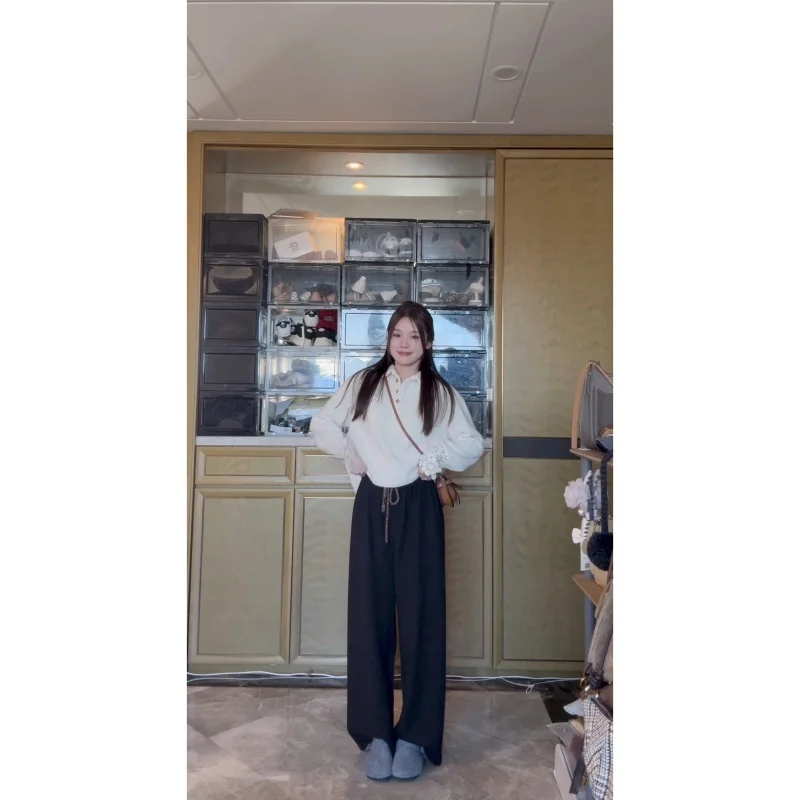 

Faionable Thi Casual Pants Versatile Comfortable Leisurely Stroll Pants for Women Straight Leg l Waist Polyester Fiber