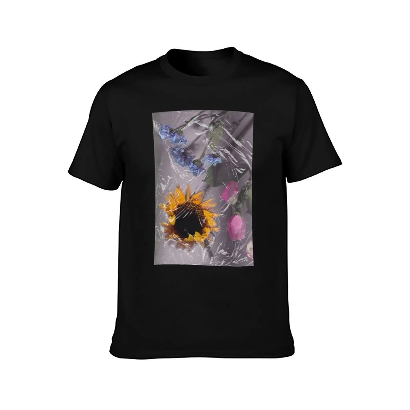 Plastic Flowers T-Shirt Simple Print Design T-Shirt
