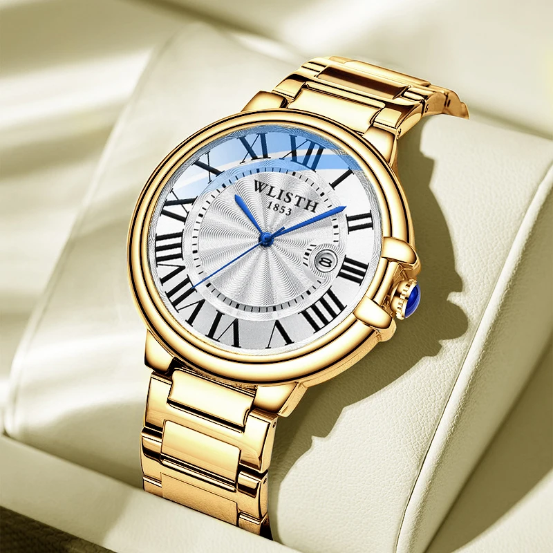 

Деловые мужские часы, высококачественные наручные часы из нержавеющей стали, водонепроницаемые часы, кварцевые часы, роскошные брендовые модные спортивные часы