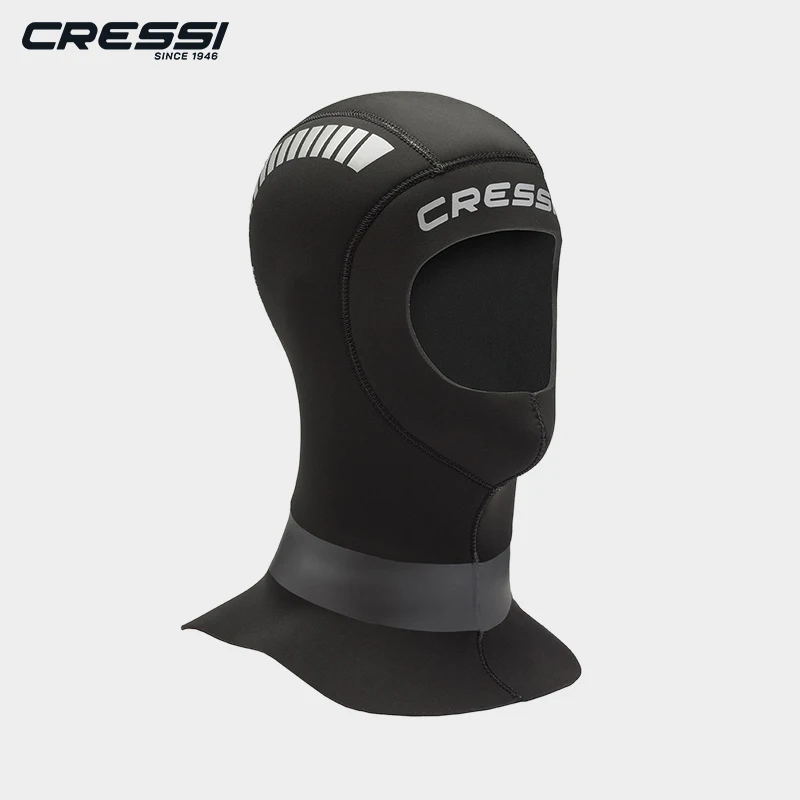 Cressi Orust neopreen duikkap 5 mm - unisex volwassene, zwart / zilver