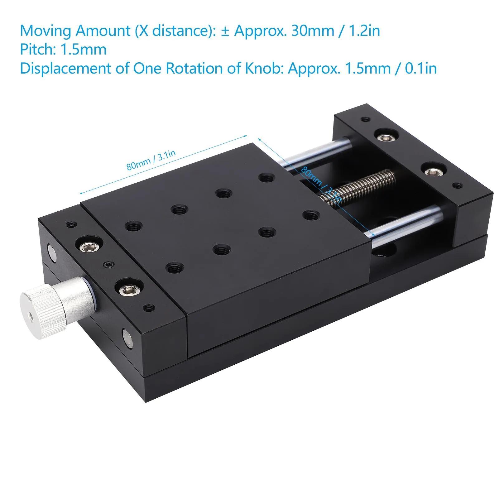 Manual  Linear Stage X‑ Linear Stage Manual Twist Fine‑Tune  Sliding Table Aluminum Alloy SP80A‑DB40