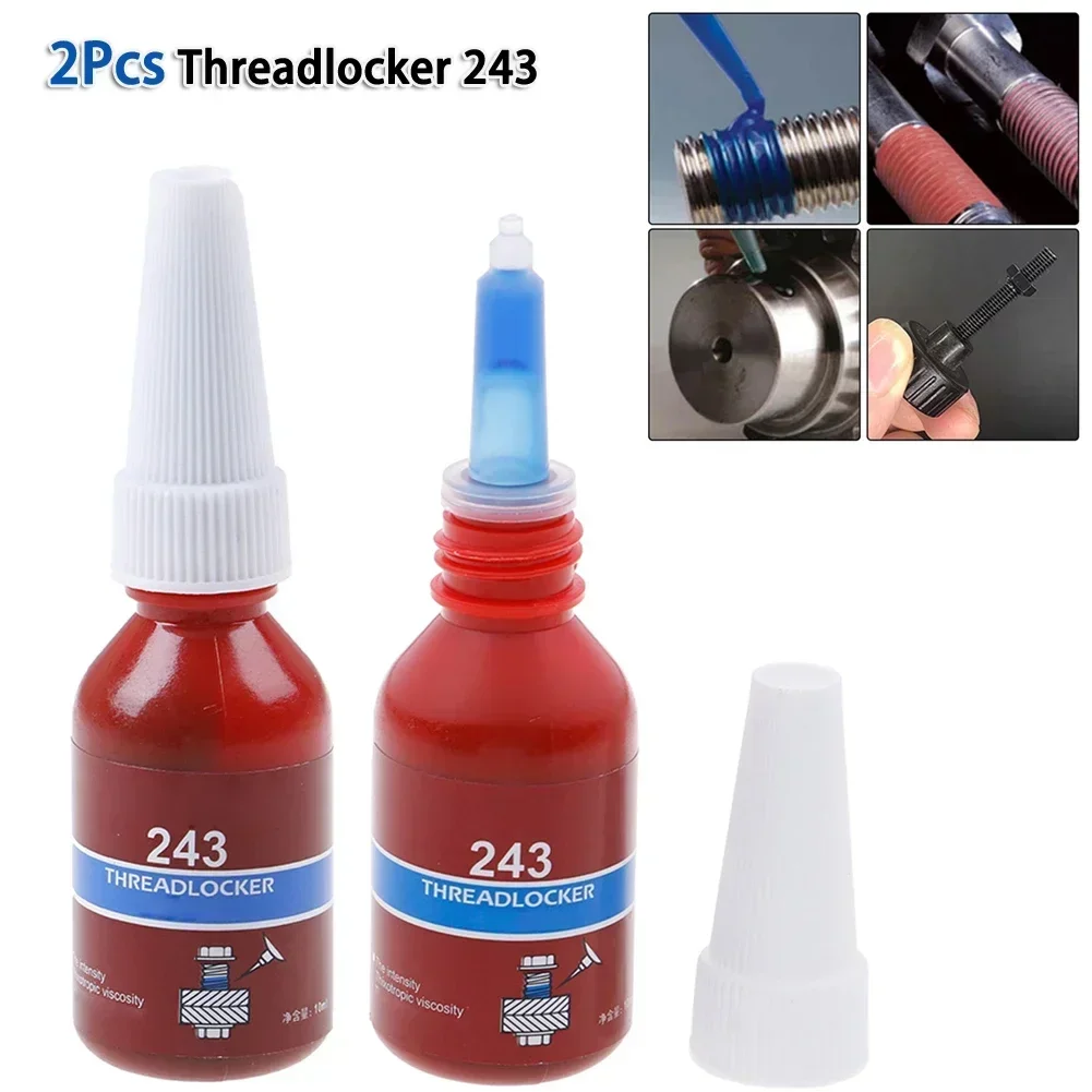 2Pcs 10ml 243 Threadlocker Screw Adhesive Anaerobic Glue For Medium Strength Anti-Loose Thread Locking Secure Fit Sealant Glue