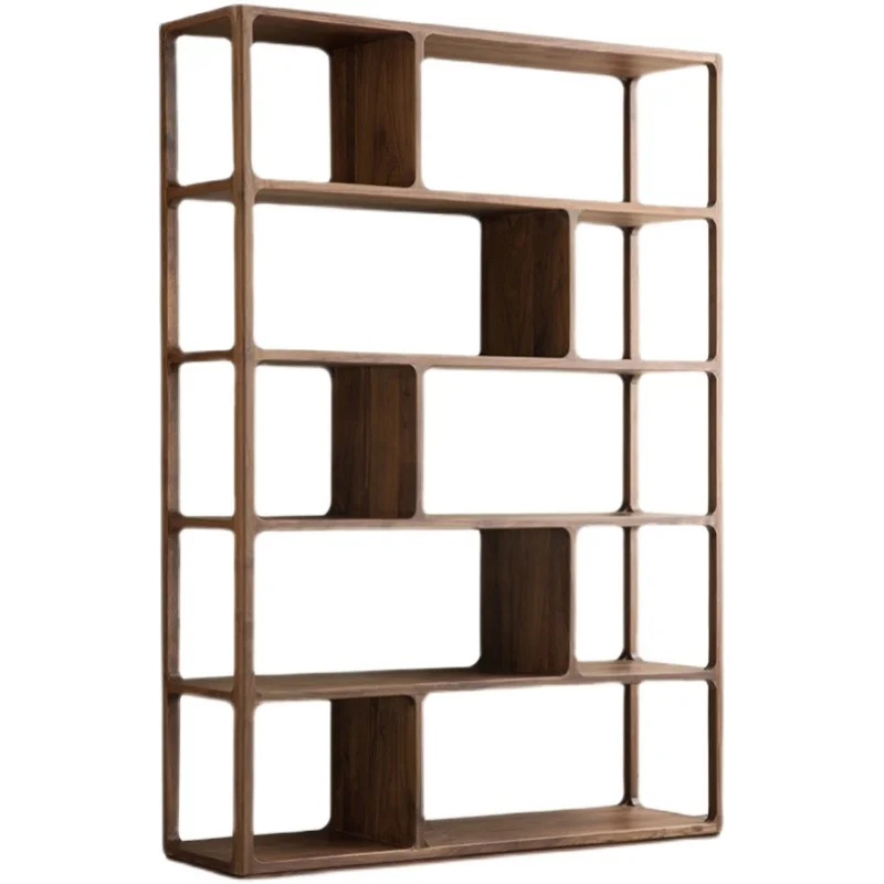 

Simple Black Walnut Mortise Living Room Porch Partition Shelf Solid Wood Bookshelf