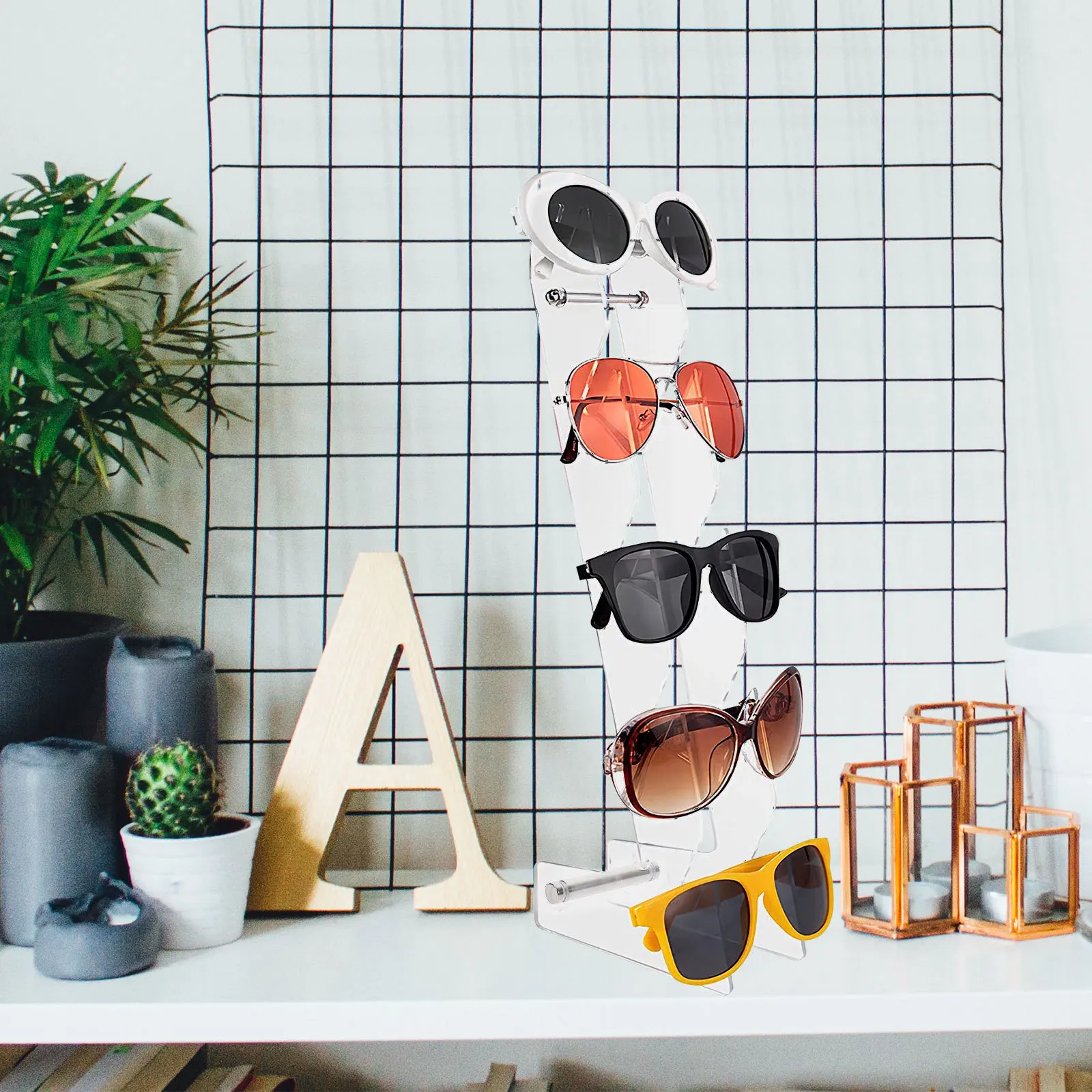 

Clear Acrylic Eyeglasses Stand Riser Durable Sunglasses Display Organizer Practical Multi-Functional Glasses Holder