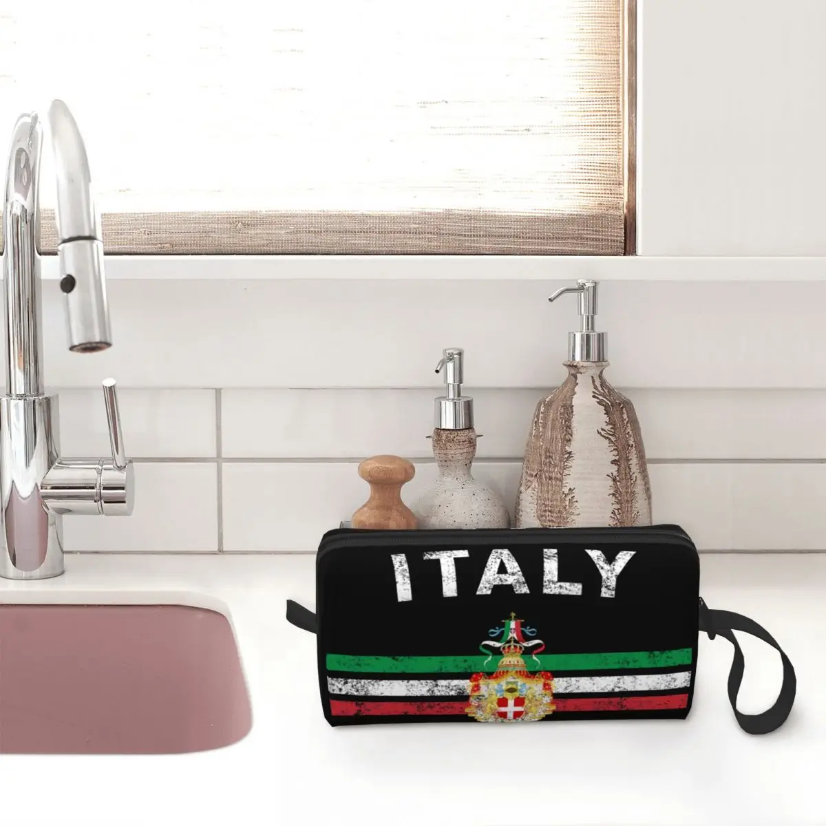 Italian Emblem Italy Flag Toiletry Bag Patriotic Gift Makeup Cosmetic Organizer Ladies Beauty Storage Bags Dopp Kit Case Box