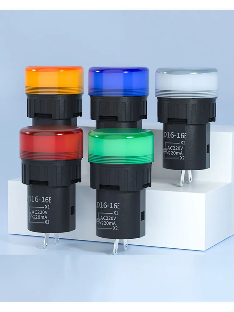10 pièces AD16-16E montage sur panneau indicateur d'alimentation LED lampe de signalisation pilote 16MM AC 12V 24V 110V 220V 380V balise rouge vert