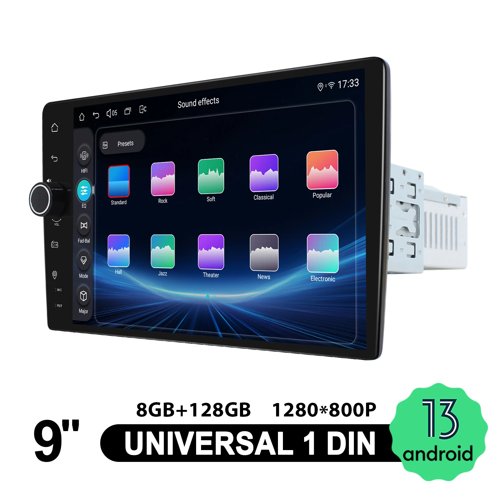 JOYING 9 Inch Single Din Autoradio With Knob Android 13.0 Car Radio Stereo Universal Head Unit Multimedia Player Carplay HDMI