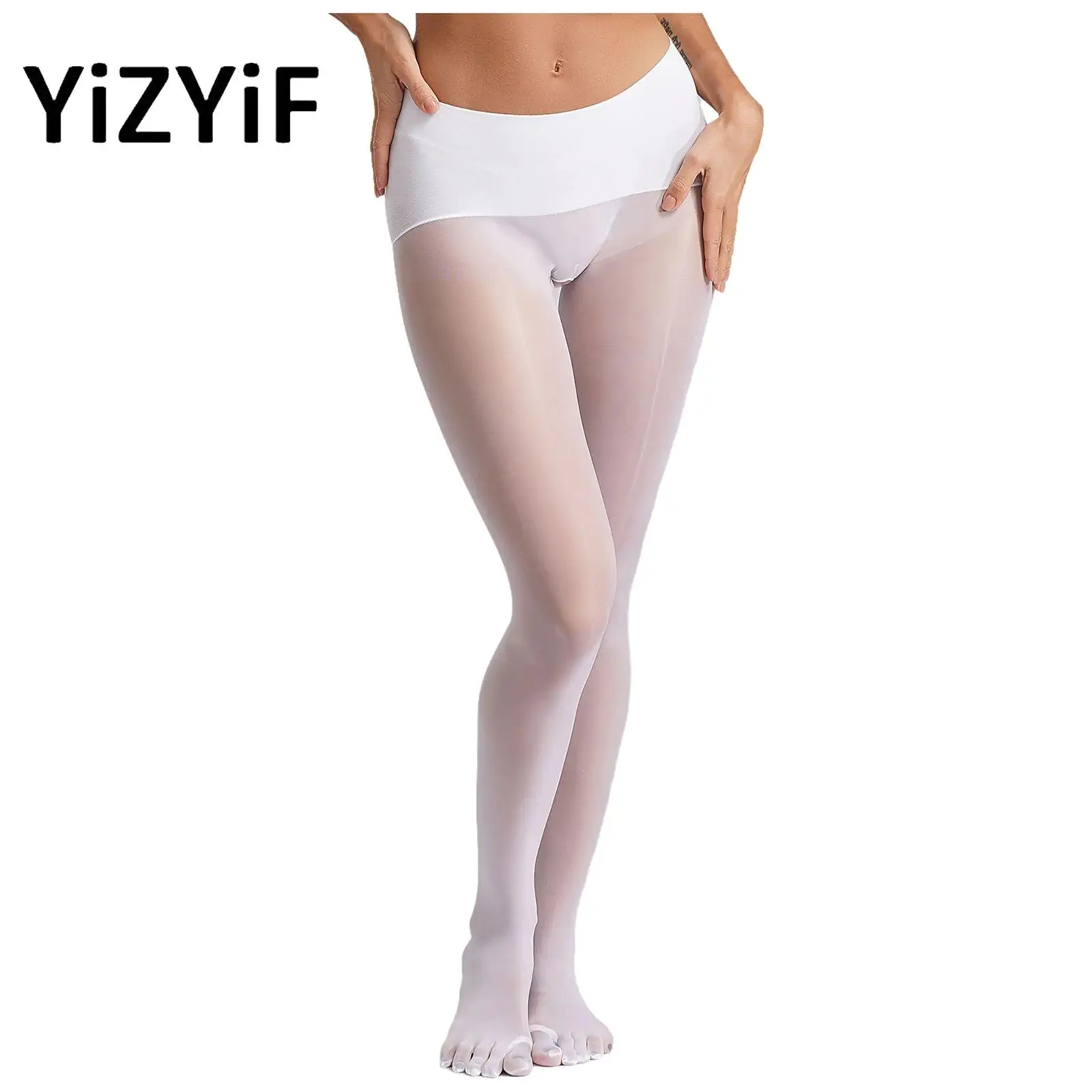 

Women High Waist Stockings No Crotch Five Toes Stockings Glossy Pantyhose Fun Underwear Role Play Club Wear