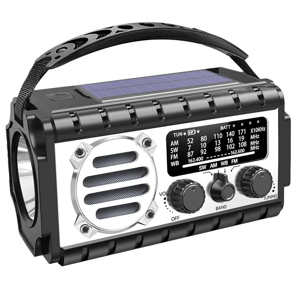 Аварийное радио с рукояткой, 20000 мАч, радио на солнечной энергии с фонариком, лампой для чтения, SOS-сигнализация для кемпинга и экстренной помощи