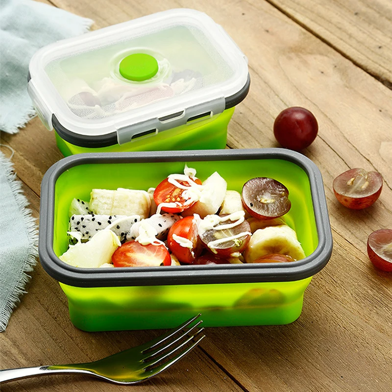 1/3/4PCS Set Foldable Silicone Food Lunch Box Fruit Salad Storage Food Box Container Dinnerware Conveniently Lunch Box DC05