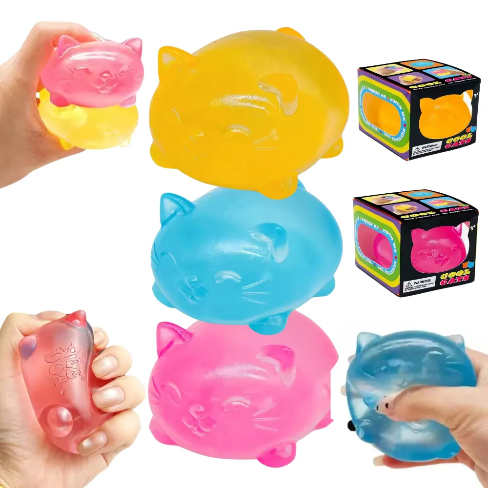 NeeDoh Cool Cats Squishy, Pelota Antiestrés, Juguete Blando de Gato de Gelatina, Juguete Sensorial de Rebote Lento 1 vendido(s)