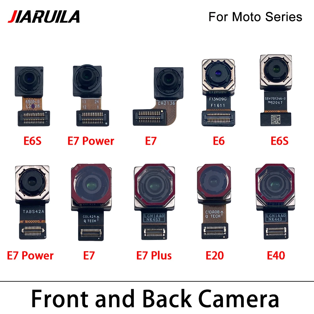 10Pcs，Tested Front Main Back Rear Camera Flex Cable Module Ribbon Repair Parts For Motorola Moto E40 E20 E6S E7 Power E6 Plus