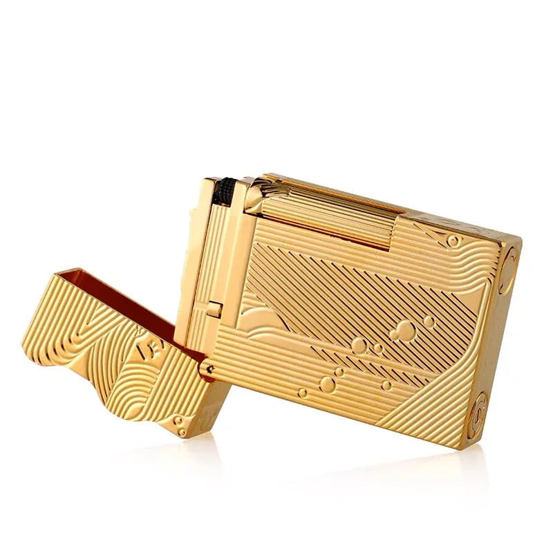 2024 Gold Sleep Mermaid Pattern Vintage Lighter Cigarette Smoking Gas Lighters Classic Sound Metal Lighters Fire Men Collection