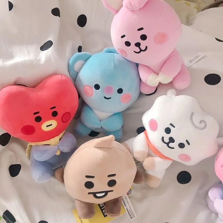 7 stücke bt21 Plüschtiere kawaii Mini Schlüssel bund Anime Tasche Anhänger Ornament für Kinder 12/22cm Peripherie geräte weiche Stofftiere Puppe Geschenk