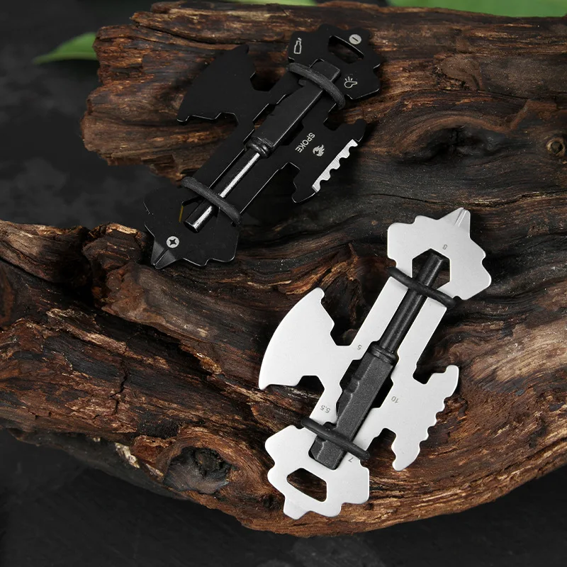 Multi functional tool card EDC keychain accessories whistle flint bottle opener outdoor portable gift small tool