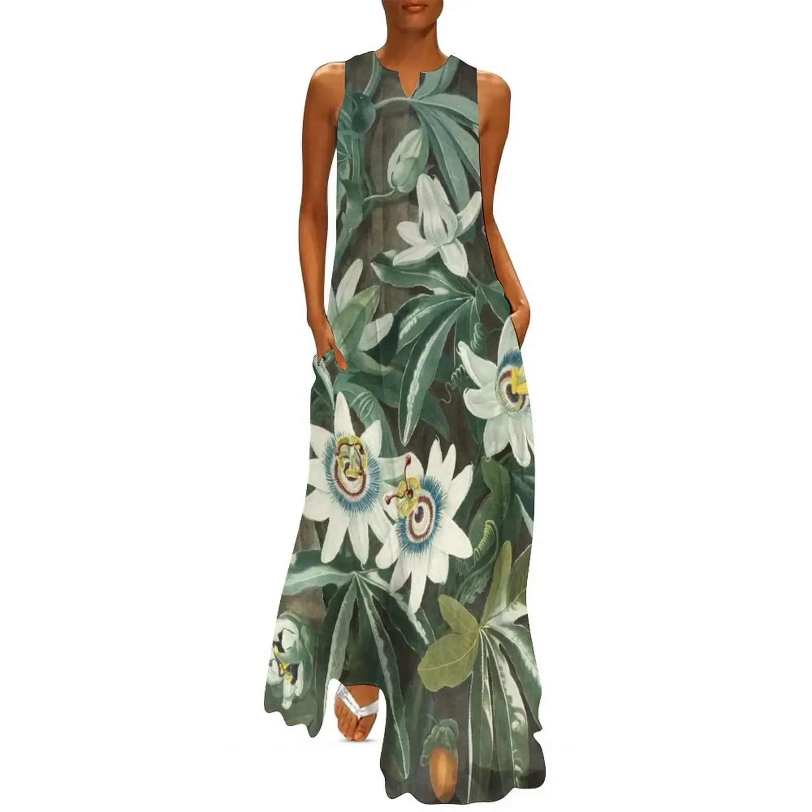 

Blue Passion Flower Long Dress Beachwear women's clothing trend 2025 Summer skirt Dress