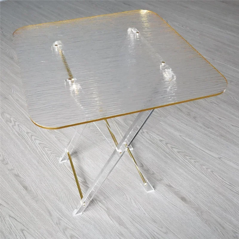 Wholesales New Model Acrylic Folding Table With Gold Edge Transparent Folding Table