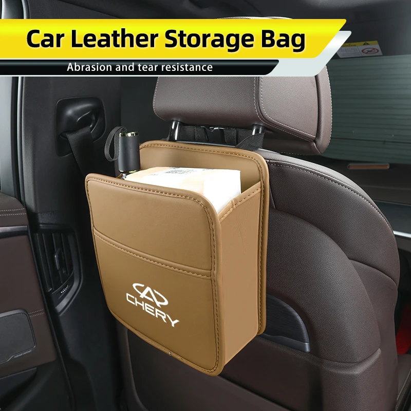 

Leather car backrest storage bag storage box For Chery Fulwin QQ Tiggo 3 5 2 7 T11 A1 A3 A5 Amulet M11 Eastar Elara IQ Arrizo