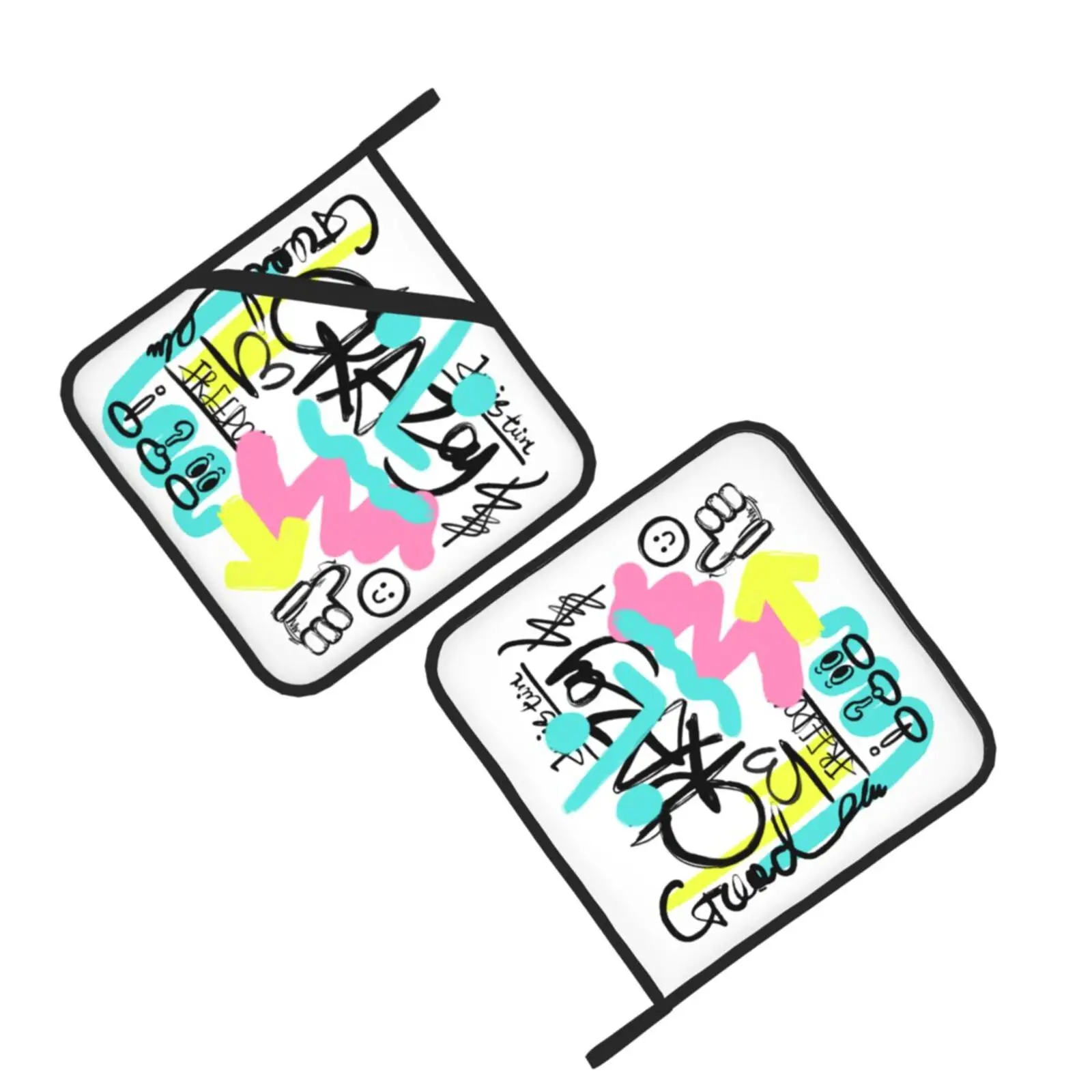 Smiling Graffiti Pattern Pot Holders Set of 2 Kitchen Heat Resistant Potholder for Microwave Cooking Baking