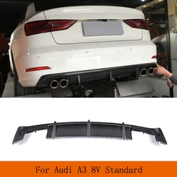 Carbon Fiber Rear Diffuser Bumper Lip Spoiler for Audi A3 Standard Sedan 8V 2014-2016 Non Sline Four Outlet Exhaust Diffuser