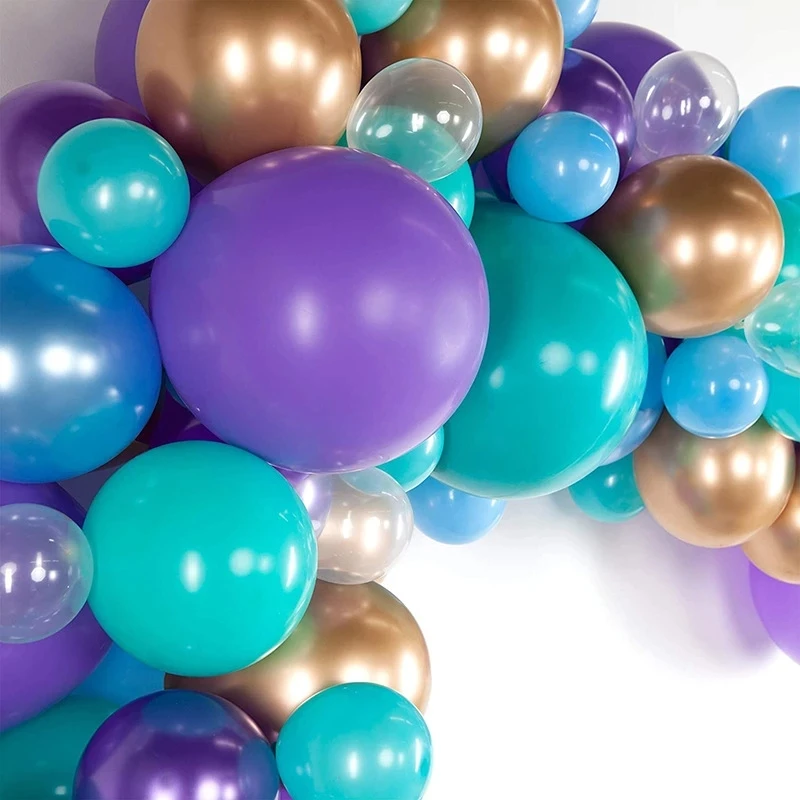 98Pcs Purple Blue Latex Balloons Garland Set Mermaid Theme Party Supplies For Baby Shower Kids Girls Birthday Event Decor