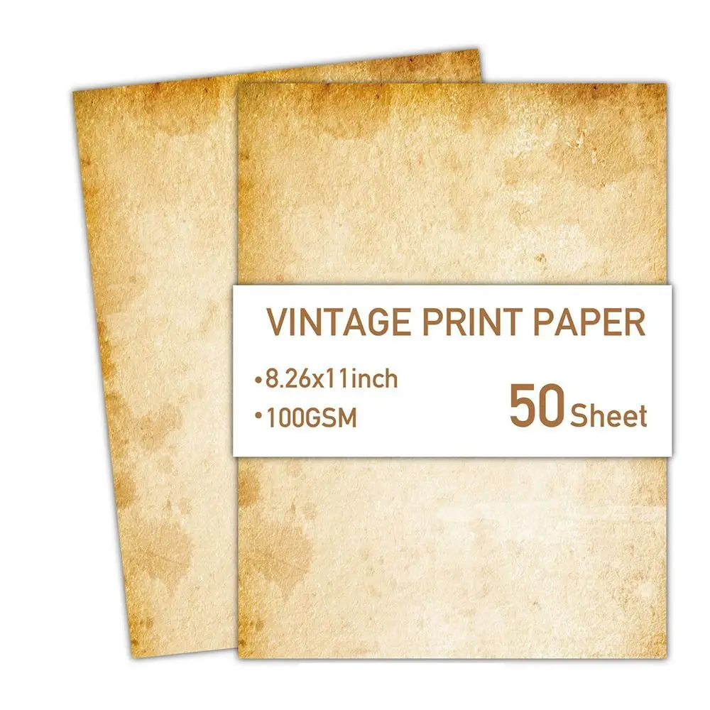 

50 Sheets Vintage Stationery Writing Paper Simple Classical Printing Paper Thicker Double Sided Literary Scrapbook Letter Paper