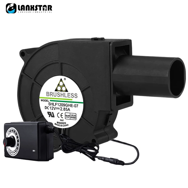 Velocidade Ajustável Grande Volume de ar Turbo Fan 9733 dc Ventilador 12v 2.85a 5500r Min Lenha Churrasqueira Fogão de Resíduos Fogão a Lenha