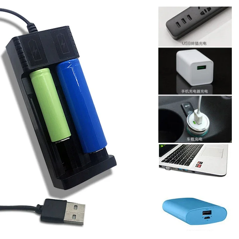 Đa Năng 1/2 Khe Cắm 18650 Pin Sạc USB Thông Minh Chargering Cho Pin Sạc Li-ion 18650 26650 14500