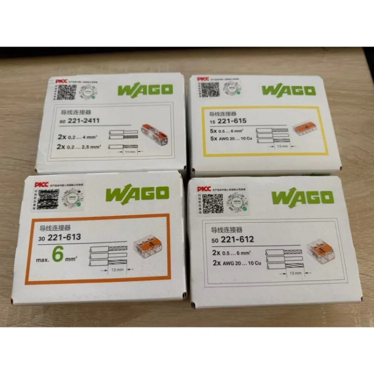 WAGO 221‑412/413/415/2401/2411/612/613/615 Multi‑box Set LeverWire Connector, Reusable Electrical Terminal Block for Home Wiring