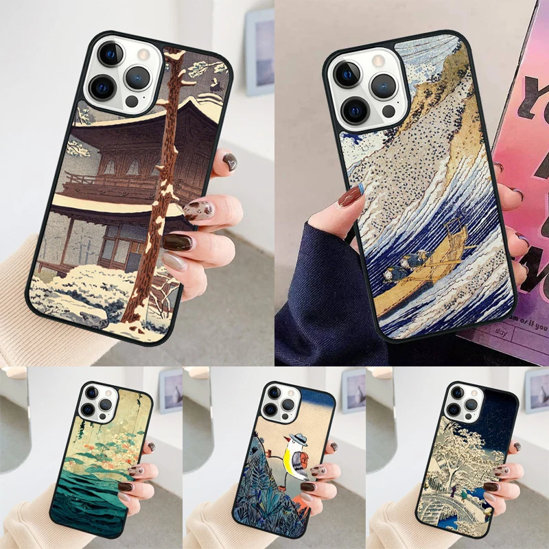 Ukiyo-e Japanese style Art phone case Cover For iPhone 14 15 16 Pro Max SE coque For apple 11 12 13 Pro Max Mini 7 8 Plus