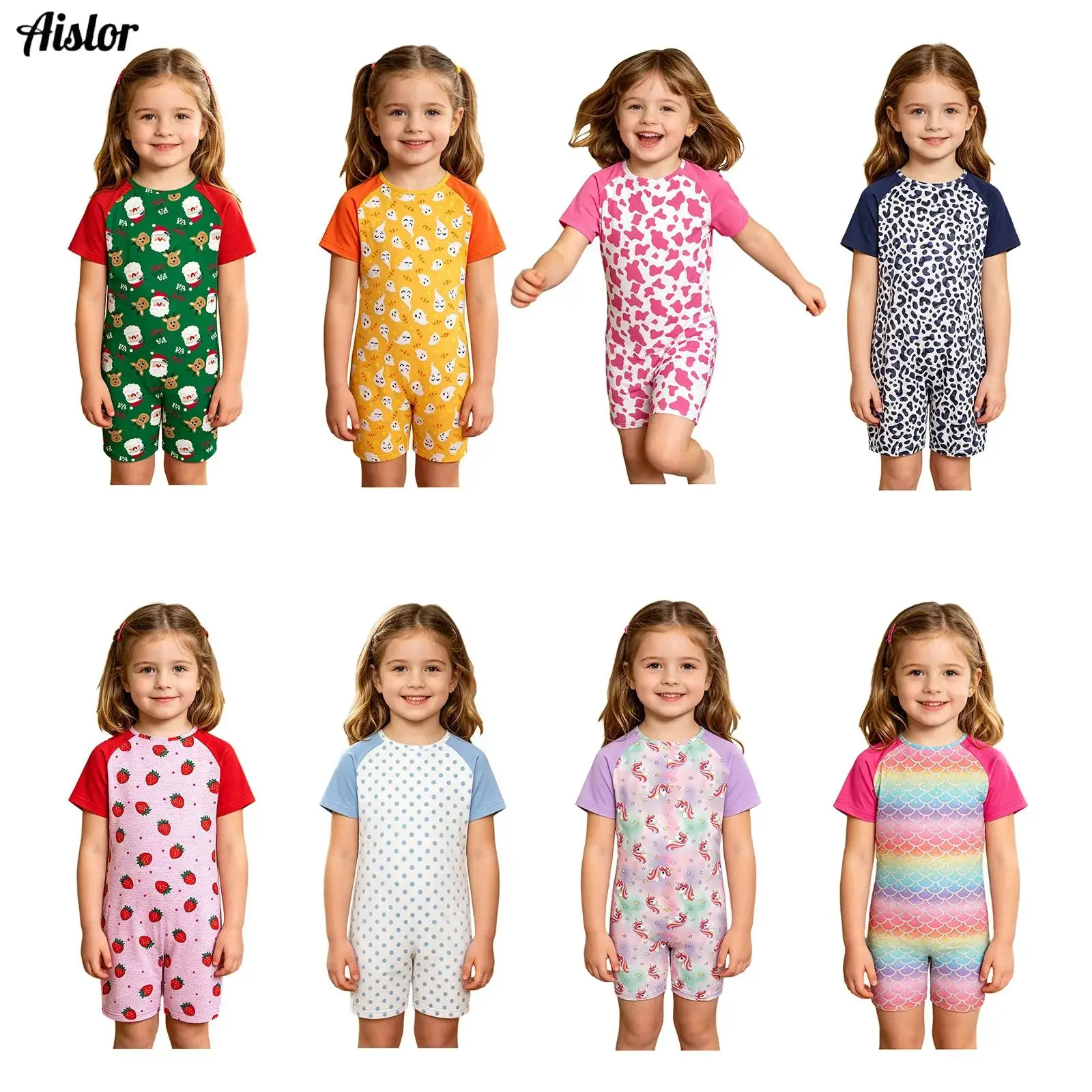 3pcs Kids Anti-strip Adaptive Bodysuit Special Needs Clothing Short Sleeve Disabilities Patient Zipper Jumpsuits