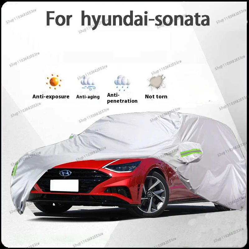 

Автомобильный чехол для Hyundai Sonata Fit — водонепроницаемый, пылезащитный, солнцезащитный козырек (УФ), снегозащитный | Серебряное полное покрытие с защитой в течение всего дня