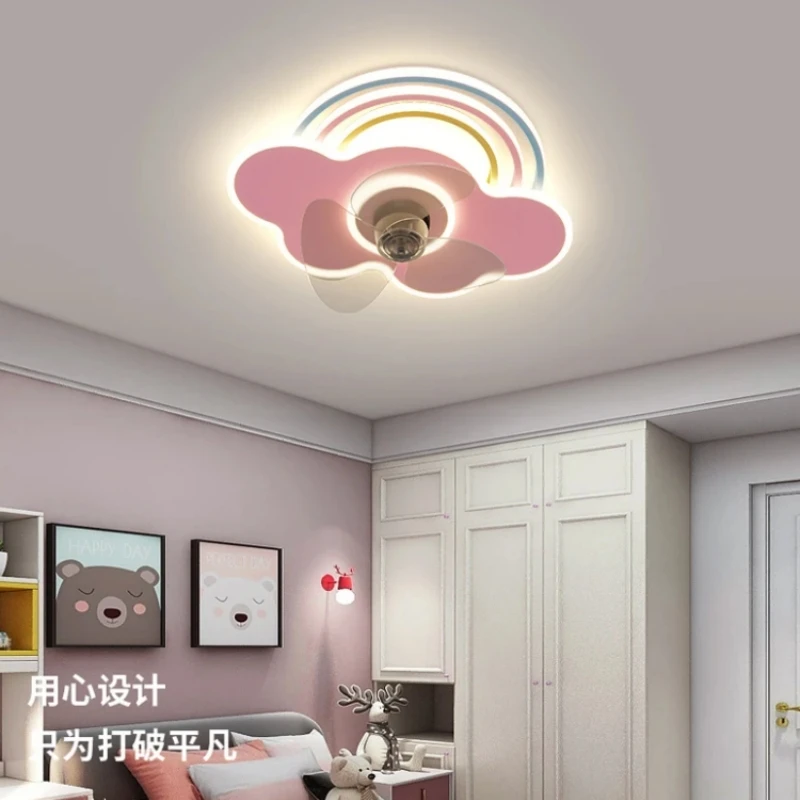 Rosa LED-Ventilatoren mit Fernbedienung für Wohnzimmer, Schlafzimmer, Jungen und Mädchen, LED-Deckenleuchte für die Inneneinrichtung