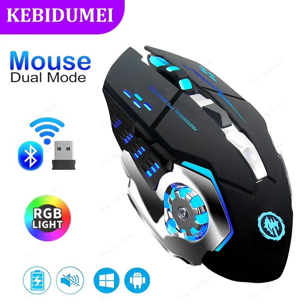 Bluetooth 5.2 Mouse RGB Gaming Mouse 2.4G Wireless Mouse Rechargeable Silent Mouse 3600 DPI Mouse Mice for Macbook Laptop Tablet