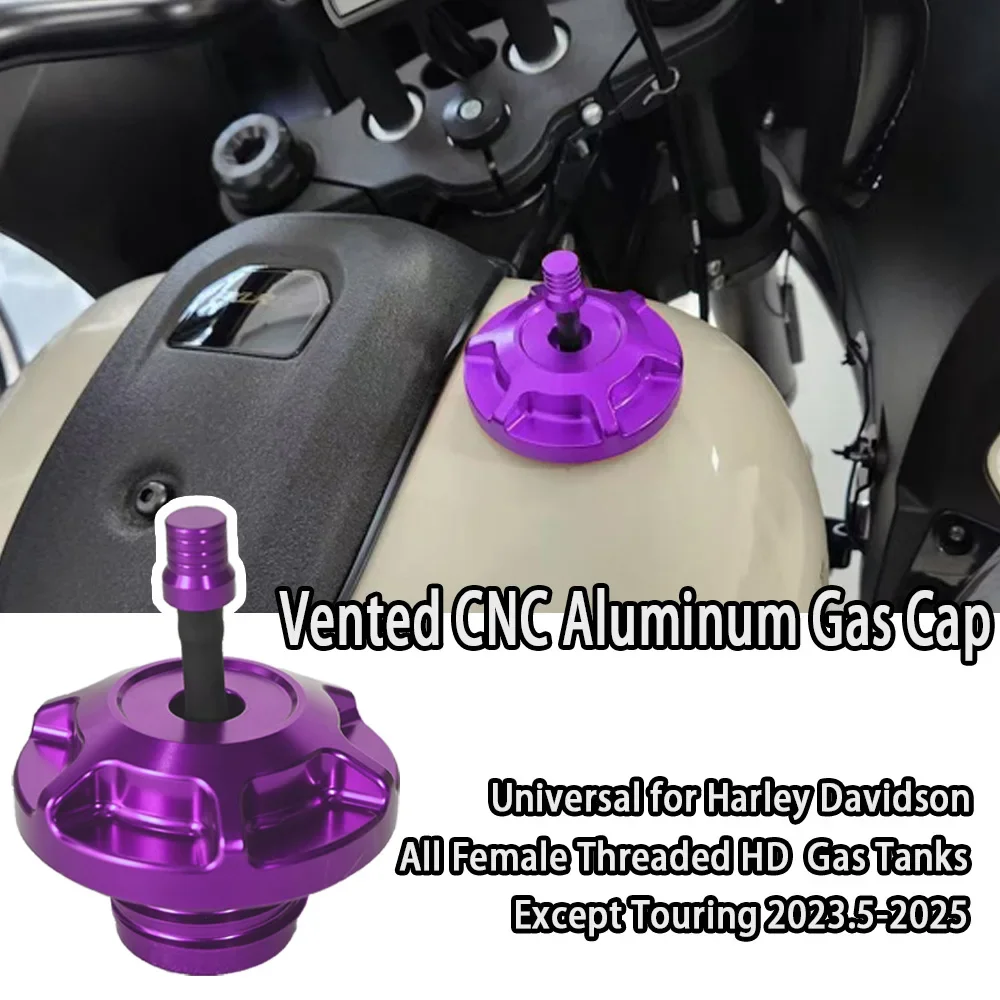 MX Club Style Vented CNC Aluminum Gas Cap Universal for Harley Davidson All Female Threaded Gas Tanks Except Touring 2023.5-2025