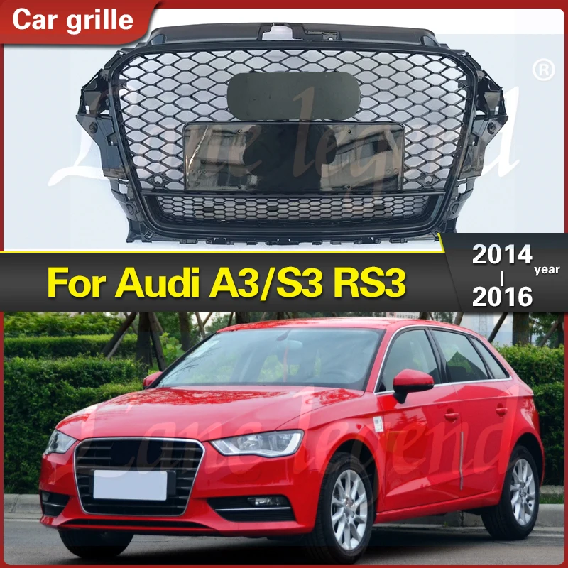 

Honeycomb Grill Mesh Gloss Black for Audi A3/S3 8V 2014 2015 2016 RS3 Quattro Style Hex Mesh Front Bumper Hood Grille