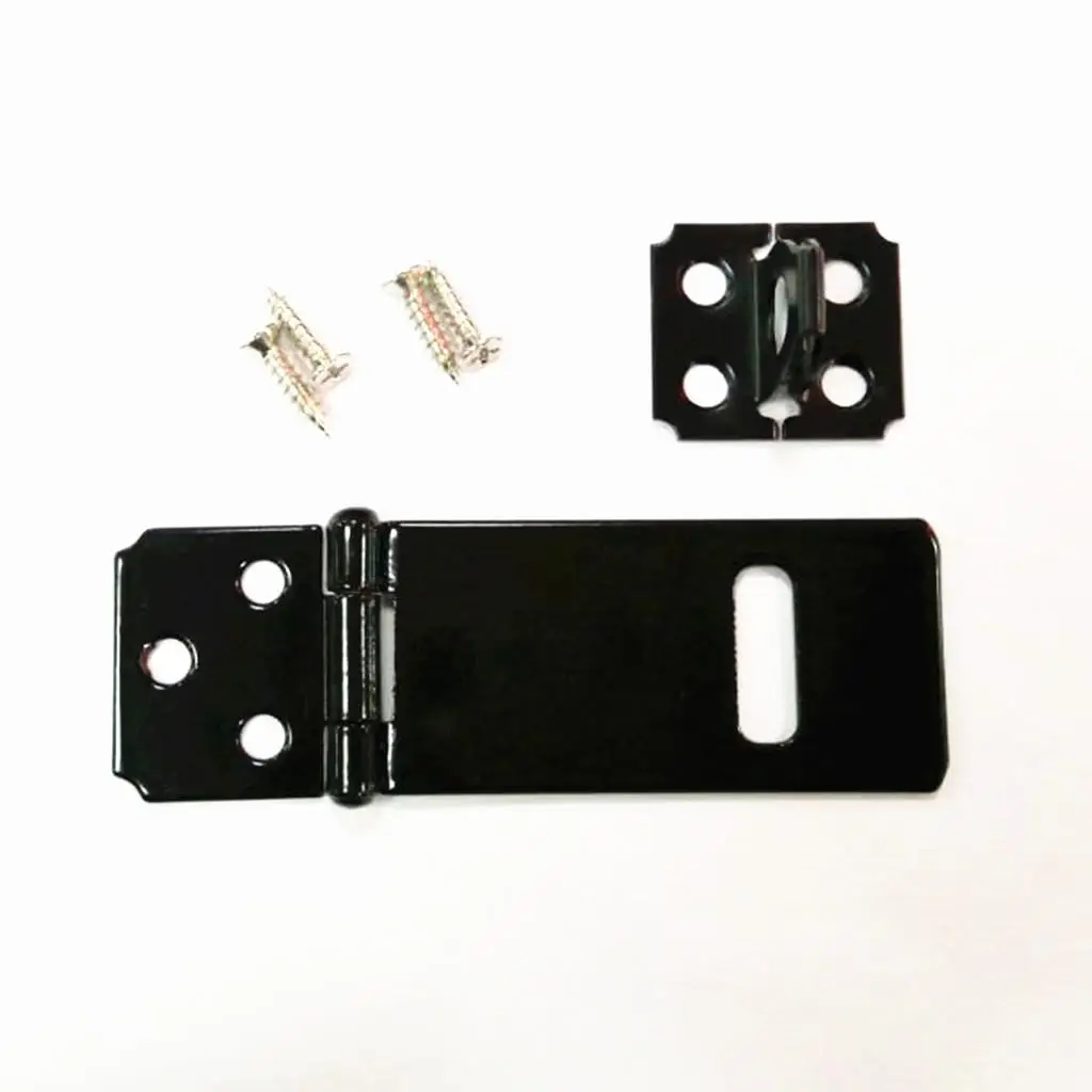 Picture 5: Black Iron Door Hasp Staple Compact Shed Latch Lock Padlock Clasp Security Strap for Sheds