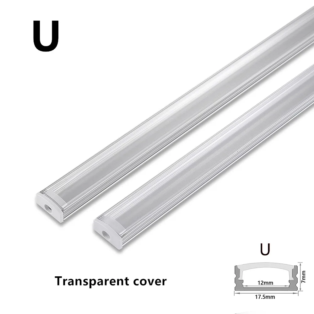 LED perfil aluminio 0.5m for 5630 5050 LED hard light strip U/V shape LED aluminum profile channel milk  cover/transparent cover