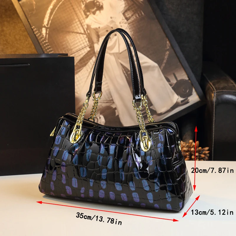 Soft leather fashion chain female bag 2023 new alligator design air middle-aged mother bag bag shoulder armpit bag female trend