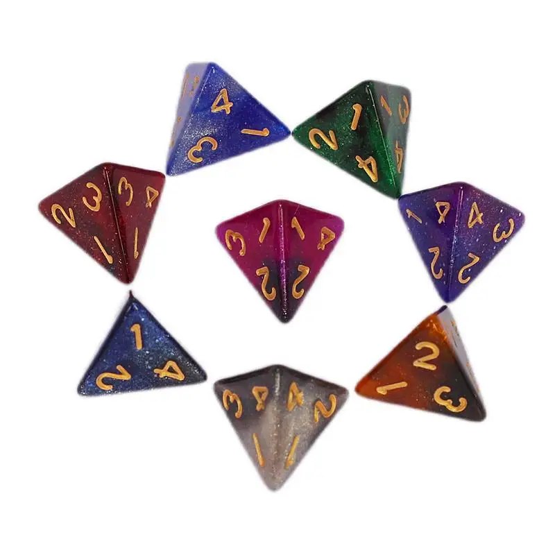 10/8PCS D4 Starry Sky 4 Sides Digital Dice Teaching Aids Colorful DIY Games Multi faceted Toys Table Board Games Accessories