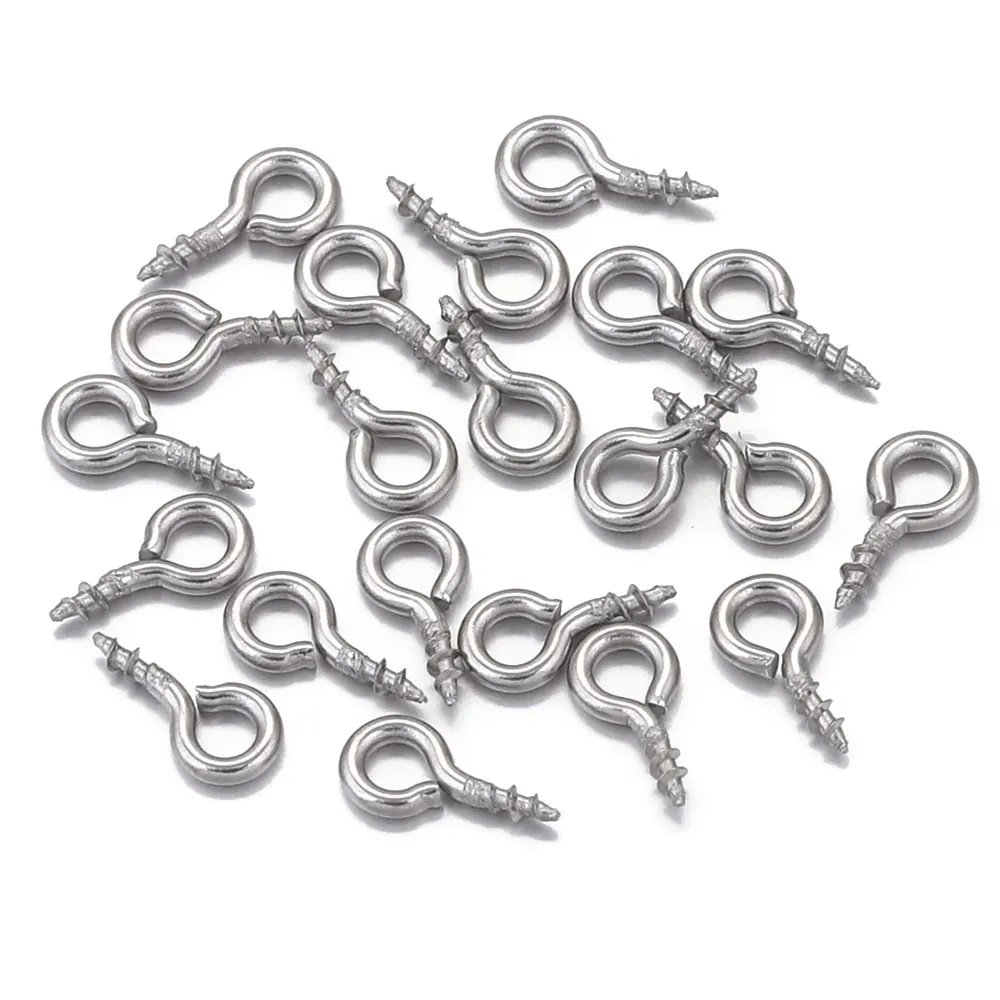 100pcs Jewelry Eye Pins For Making Jewelry Accessories Stainless Steel Eyelets Screw Threaded DIY Eye Pins Findings Supplies