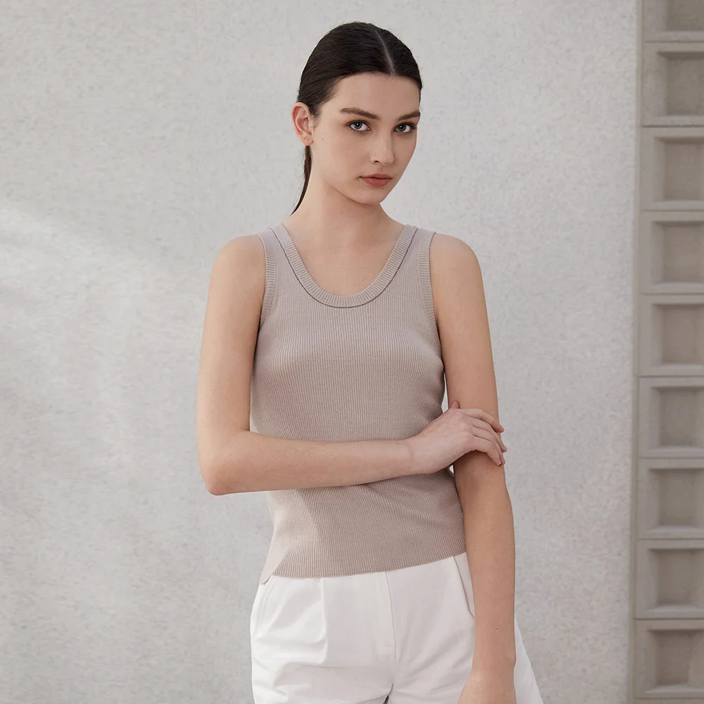 女性用ニットコットンTシャツ,ノースリーブトップス,女性用ノースリーブトップス,ウール服,BC-65