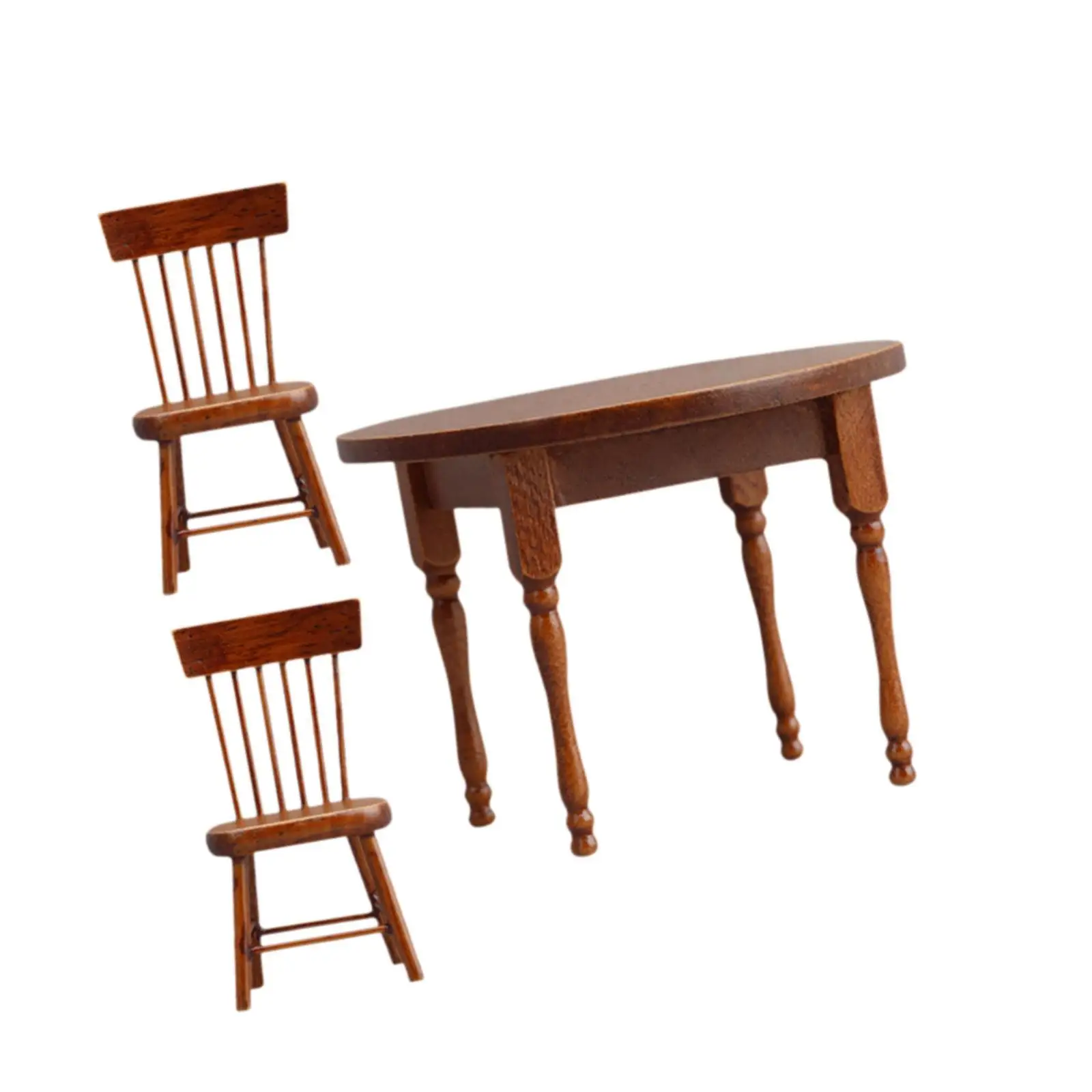 

1/12 Artificial Mini Dining Table Pretend Play DIY Scene Ornament Dollhouse Round Table Doll House Accessories with 2 Chairs
